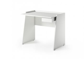 Dmora Calendula Desk, Bureau moderne avec tiroir, Table d'étude ou de bureau pour porte-livre PC, Made in Italy, Cm 90x60h80, Blanc 2