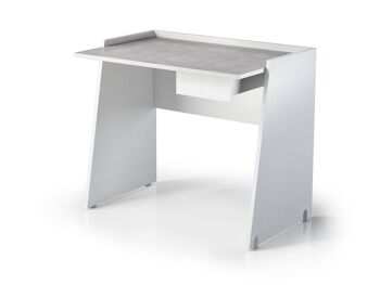 Dmora Calendula Desk, Bureau moderne avec tiroir, Table d'étude ou de bureau pour porte-livre PC, Made in Italy, Cm 90x60h80, Blanc et Ciment 2
