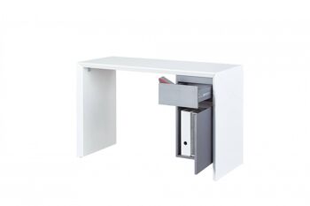 Bureau Dmora avec 1 tiroir et 1 porte, couleur gris et blanc, cm 120x50x75 3