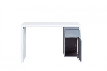 Bureau Dmora avec 1 tiroir et 1 porte, couleur gris et blanc, cm 120x50x75 4