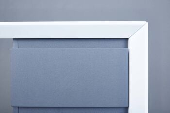 Bureau Dmora avec 1 tiroir et 1 porte, couleur gris et blanc, cm 120x50x75 6