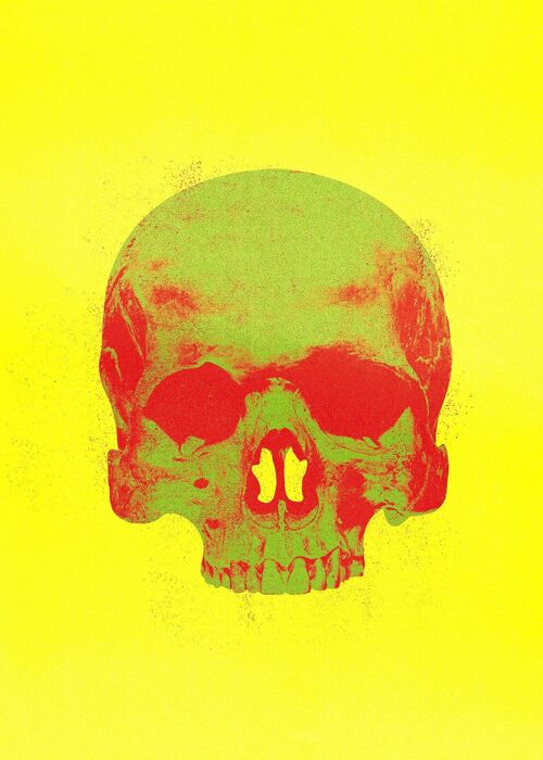 Pop Art Warhol Style Yellow & Green Skull Print - 50x70 - Matte