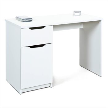Bureau Dmora avec tiroir et porte latérale, couleur blanche, 115 x 76 x 55 cm. 1