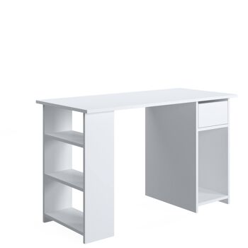 Dmora Bureau avec étagères et tiroir, 120 x 54,8 x 73 cm, couleur blanche 5