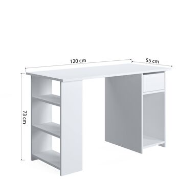 Dmora Bureau avec étagères et tiroir, 120 x 54,8 x 73 cm, couleur blanche 6
