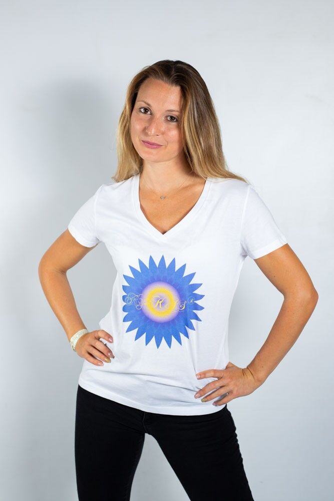 KY-KAS T-SHIRT DA DONNA IN COTONE BIOLOGICO SCOLLO A V V