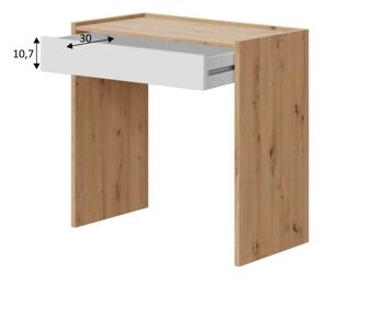 Dmora Fresno Desk, Bureau linéaire avec tiroir, Table d'étude ou de bureau pour PC, 82x40h77 cm, chêne noué et blanc 6