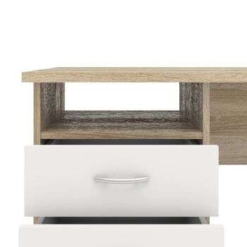 Bureau linéaire Dmora avec trois tiroirs, couleur chêne blanc, Mesures 120 x 72 x 48 cm 6