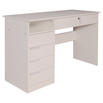 Dmora Bureau linéaire pour bureau et étude avec 5 tiroirs, Table d'ordinateur minimale, Bureau de travail, cm 117x52h73, Couleur blanche 2