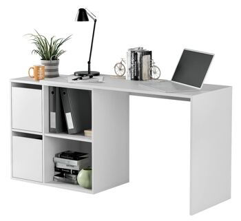 Dmora Milwaukee Desk, Bureau modulaire avec étagère, Table d'étude ou de bureau multiposition avec assemblage d'angle, cm 152x49h74, Blanc 5