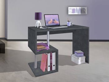 Dmora Bureau moderne en forme d'Esse pour le bureau et l'étude avec étagère, Made in Italy, Table d'ordinateur, Bureau PC, cm 100x50h78, Ash Grey 1