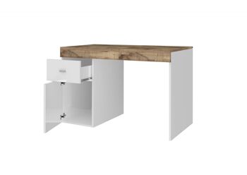 Bureau Dmora avec tiroirs et plateau de rangement, Made in Italy, bureau PC, cm 100x60h75, blanc brillant et érable 5