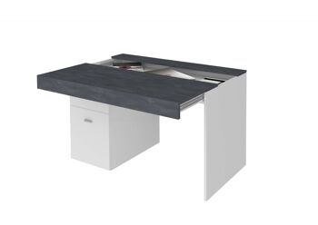 Bureau Dmora avec tiroirs et plateau de rangement, Made in Italy, bureau PC, cm 100x60h75, Blanc brillant et Gris cendré 4