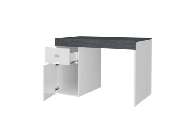 Bureau Dmora avec tiroirs et plateau de rangement, Made in Italy, bureau PC, cm 100x60h75, Blanc brillant et Gris cendré 5