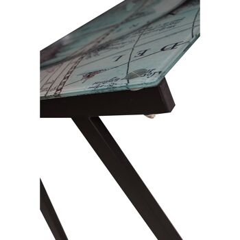 Bureau Dmora, Plateau de dessinateur en verre trempé et motif Gulliver, Made in Italy, Table d'étude, cm113x58xh75, couleur Noir 4