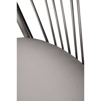 Chaise Dmora Castellod, Chaise moderne avec assise en éco-cuir, structure en métal chromé, Idéal pour salle à manger, cuisine ou salon, Cm 54x45h95, Blanc 5