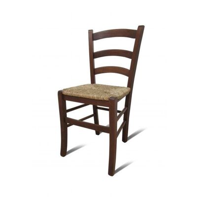 Dmora Sedia CastroUrd, Sedia classica in legno color Noce, Ideale per sala da pranzo, cucina o salotto, Made in Italy, Cm 44x45h87, con fondello in Paglia