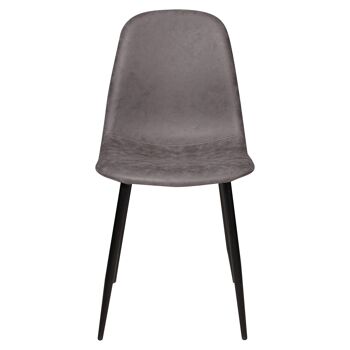 Dmora Chaise Cehegin, Ensemble de 2 Chaises Modernes en Faux Cuir Vieilli, Structure en Métal, Idéal pour Salle à Manger, Cuisine ou Salon, Cm 56x45h87, Gris 2