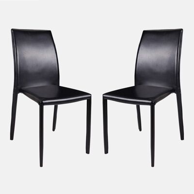 Dmora Sedia Cerdanyola, Set di 2 Sedie moderne in metallo con rivestimento in ecopelle, Ideale per sala da pranzo, cucina o salotto, cm 42x53h90, Nero