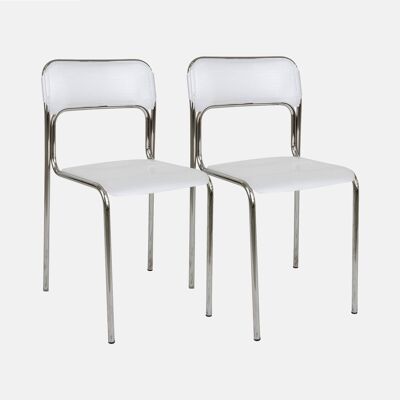 Dmora Sedia Ceuta, Sedia moderna in metallo e polipropilene, Ideale per sala da pranzo, cucina o salotto, Cm 43x45h.81, Bianco, Set da 2