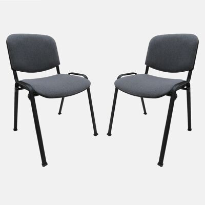 Dmora Sedia Chiva, Sedia in tessuto imbottito , Ideale per ufficio, salotto o sala conferenze, Cm 54x55h81, Grigio scuro, Set da 2