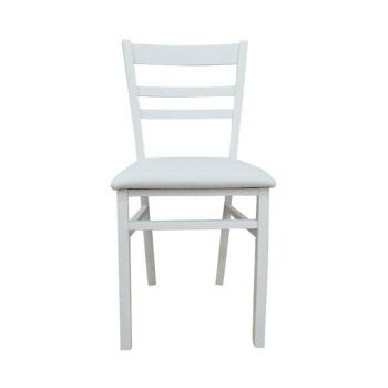 Chaise Dmora CiudadRodr, Chaise classique en bois avec dossier en cuir écologique, Idéale pour la salle à manger, la cuisine ou le salon, Cm 41x43h86, Blanc, Simple 2