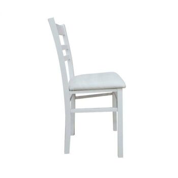 Chaise Dmora CiudadRodr, Chaise classique en bois avec dossier en cuir écologique, Idéale pour la salle à manger, la cuisine ou le salon, Cm 41x43h86, Blanc, Simple 3