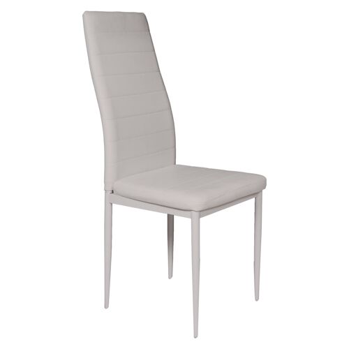 Dmora Sedia classica in ecopelle, per sala da pranzo, cucina o salotto, cm 46x41h97, Seduta h cm 48, colore Bianco