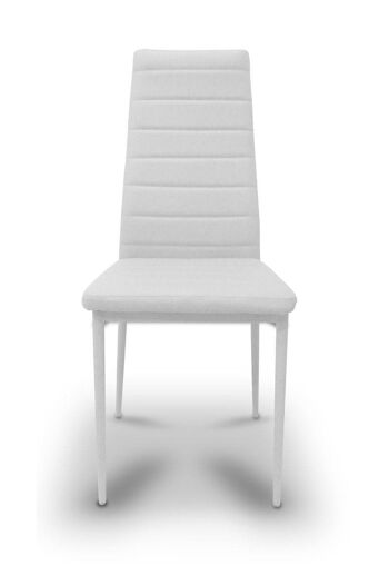 Chaise Dmora Classic en éco-cuir, pour salle à manger, cuisine ou salon, cm 46x41h97, assise h cm 48, couleur Blanc 3