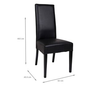 Chaise Dmora Classic en éco-cuir, pour salle à manger, cuisine ou salon, cm 62x46h110, couleur noire 2