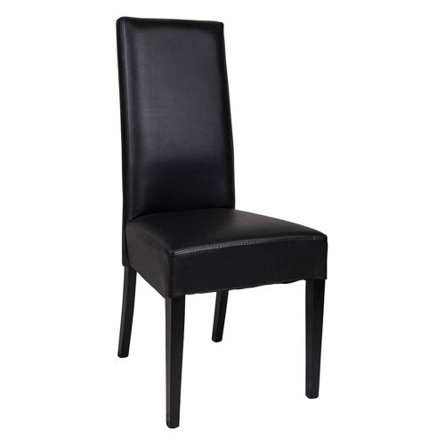 Dmora Sedia classica in ecopelle, per sala da pranzo, cucina o salotto, cm 62x46h110, colore Nero