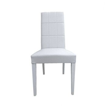 Chaise Dmora Classic en bois et éco-cuir, pour salle à manger, cuisine ou salon, Made in Italy, cm 46x55h99, assise h cm 47, couleur Blanc 2
