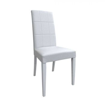 Chaise Dmora Classic en bois et éco-cuir, pour salle à manger, cuisine ou salon, Made in Italy, cm 46x55h99, assise h cm 47, couleur Blanc 1