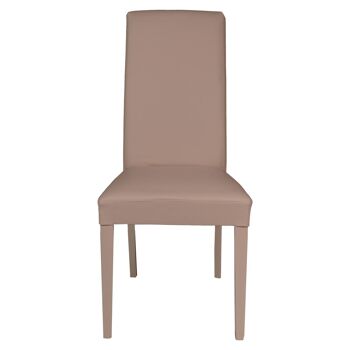 Dmora Coin Chair, Chaise moderne en bois avec revêtement en cuir écologique, Idéale pour la salle à manger, la cuisine ou le salon, Cm 46x54h98, Sable 3