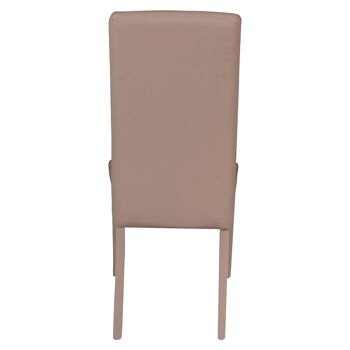 Dmora Coin Chair, Chaise moderne en bois avec revêtement en cuir écologique, Idéale pour la salle à manger, la cuisine ou le salon, Cm 46x54h98, Sable 4