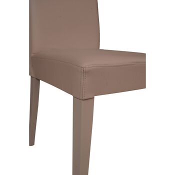 Dmora Coin Chair, Chaise moderne en bois avec revêtement en cuir écologique, Idéale pour la salle à manger, la cuisine ou le salon, Cm 46x54h98, Sable 5