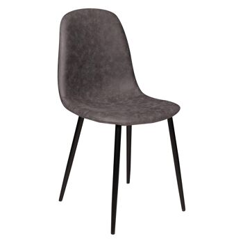 Chaise Dmora ColmenarVi, Chaise moderne en éco-cuir vieilli, structure en métal, Idéale pour salle à manger, cuisine ou salon, cm 56x45h87, Gris 1