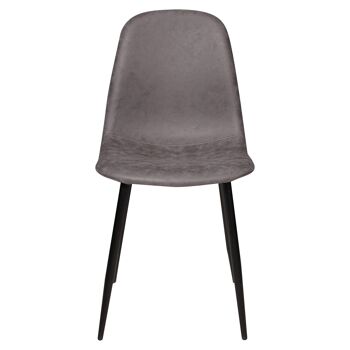 Chaise Dmora ColmenarVi, Chaise moderne en éco-cuir vieilli, structure en métal, Idéale pour salle à manger, cuisine ou salon, cm 56x45h87, Gris 2