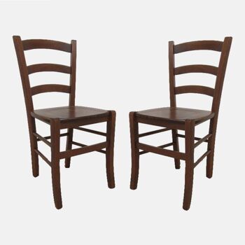 Chaise Dmora Cuenca, Ensemble de 2 chaises classiques en bois de couleur noyer, idéales pour la salle à manger, la cuisine ou le salon, cm 44x45h87, avec dossier en bois