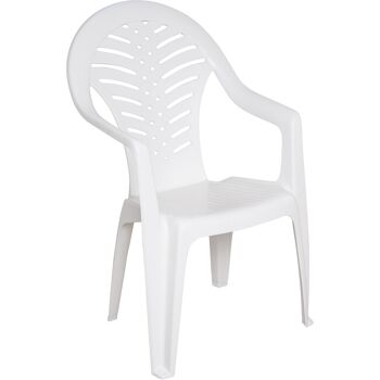 Chaise d'extérieur Dmora Acerra, Siège de jardin avec dossier haut, Fauteuil d'extérieur, 100% Made in Italy, Cm 58x56h94, Blanc 1