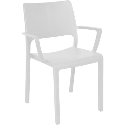 Dmora Sedia da esterno Bari, Seduta da giardino, Sedia per tavolo da pranzo, Poltrona outdoor, 100 % Made in Italy, Cm 58x52h83, Bianca