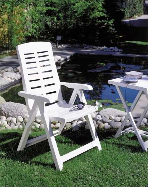 Dmora Sedia da esterno Modena, Seduta da giardino pieghevole, Poltrona outdoor, 100 % Made in Italy, Cm 60x61h109, Bianco