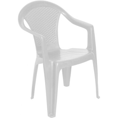 Dmora Sedia da esterno Ragusa, Seduta da giardino, Sedia per tavolo da pranzo, Poltrona outdoor effetto rattan, 100 % Made in Italy, Cm 54x56h81, Bianco