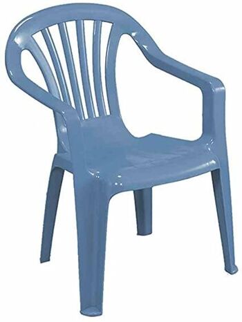 Chaise d'extérieur Dmora Tivoli, Siège de jardin, Chaise pour enfants, Fauteuil d'extérieur, 100% Made in Italy, Cm 38x38h52, Bleu clair