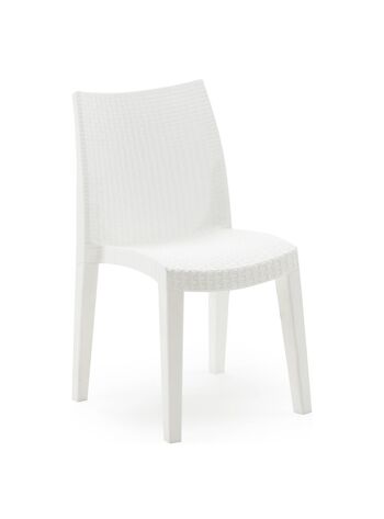 Chaise d'extérieur Dmora Trieste, Siège de jardin, Chaise pour table à manger, Fauteuil d'extérieur effet rotin, 100% Made in Italy, Cm 48x55h86, Blanc 2