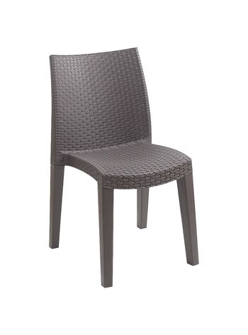 Chaise d'extérieur Dmora Trieste, Siège de jardin, Chaise pour table à manger, Fauteuil d'extérieur effet rotin, 100% Made in Italy, Cm 48x55h86, Marron 2