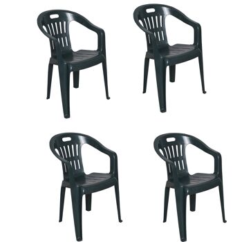 Dmora Velletri Chaise d'extérieur, siège de jardin, chaise pour table à manger, fauteuil d'extérieur, 100% Made in Italy, lot de 4, cm 56x55h78, vert 4