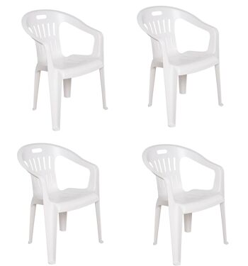 Dmora Velletri Chaise d'extérieur, siège de jardin, chaise pour table à manger, fauteuil d'extérieur, 100% Made in Italy, lot de 4, cm 56x55h78, blanc 3