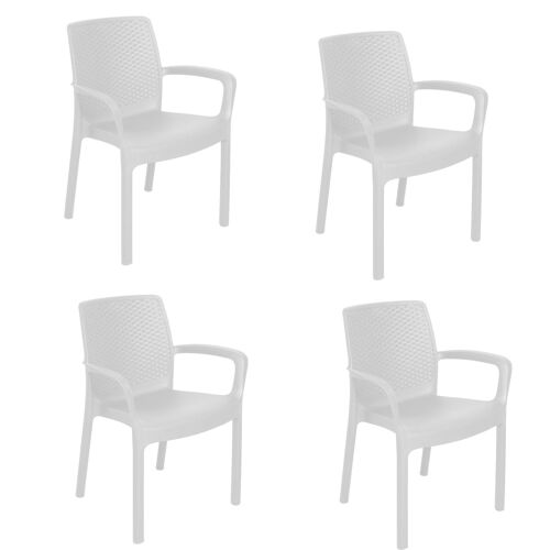 Dmora Sedia da esterno Viterbo, Seduta da giardino, Sedia per tavolo da pranzo, Poltrona outdoor effetto rattan, 100 % Made in Italy, Set da 4, Cm 54x60h82, Bianco