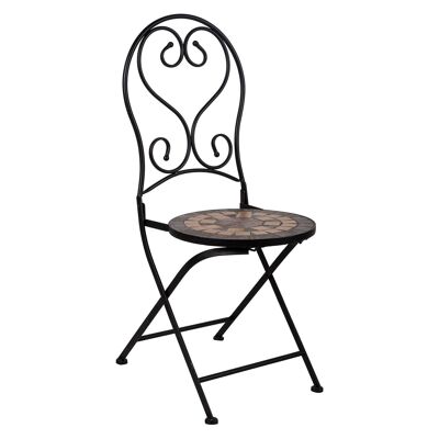 Dmora Sedia da esterno, stile shabby chic, Sedia outdoor in Ferro, cm 46x39h98, colore Nero